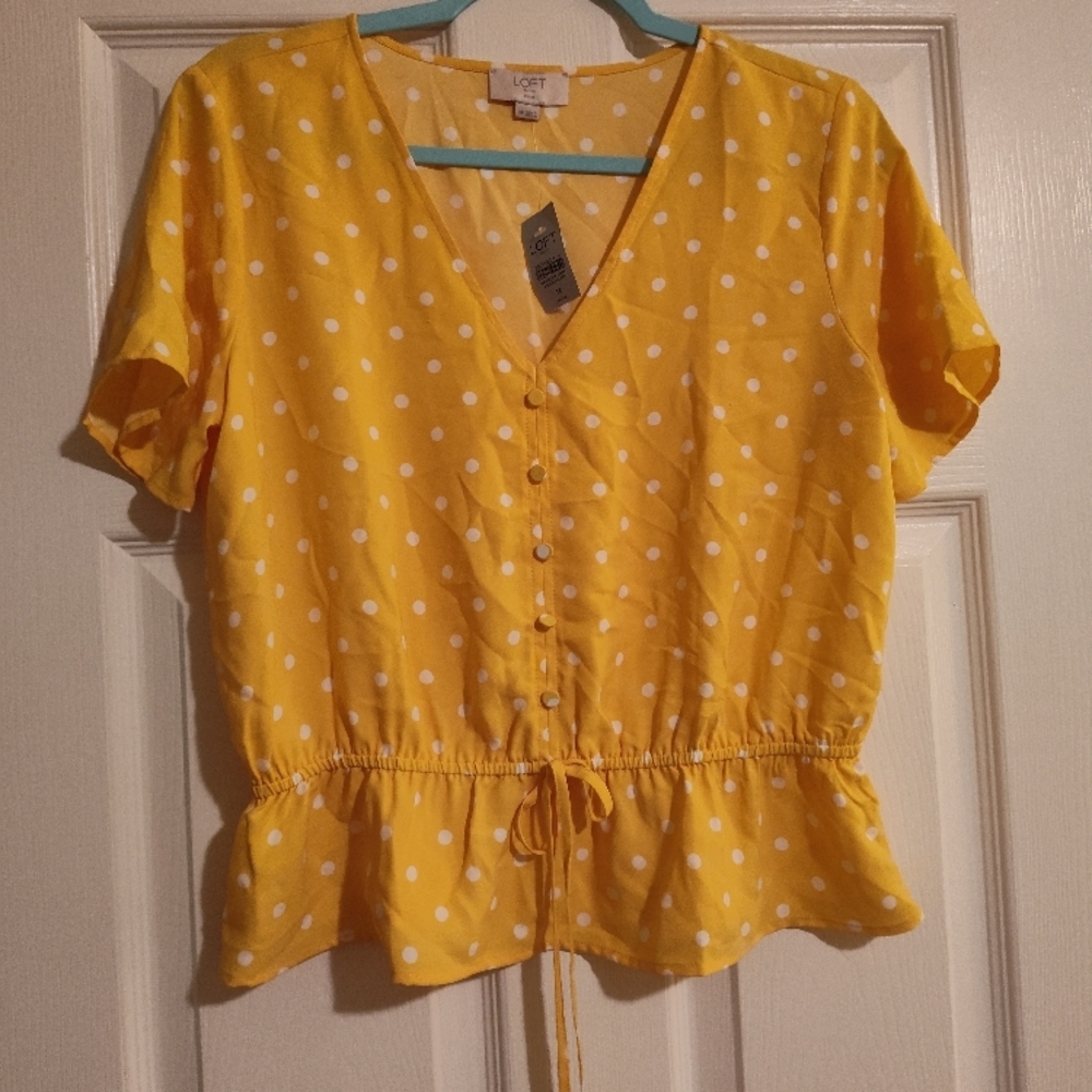LOFT Yellow V-Neck Blouse